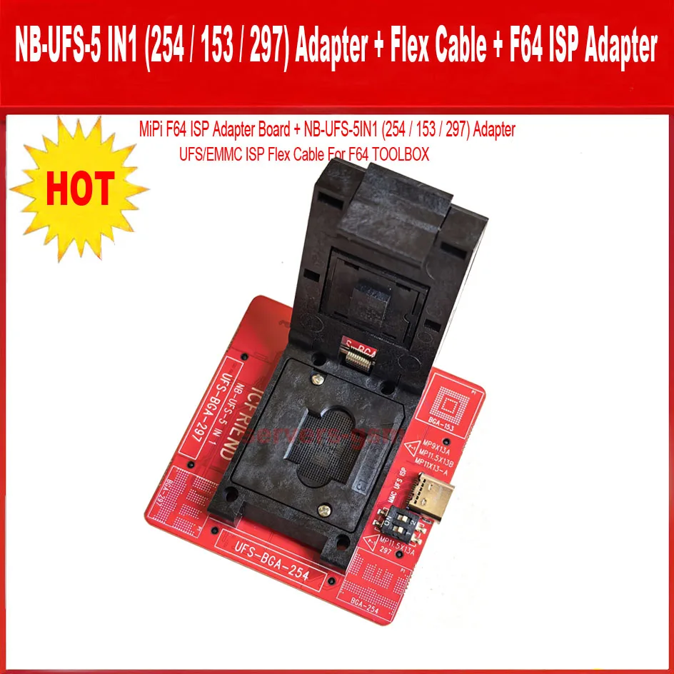 2026년 신형 ORIGINAL NB-UFS 5 IN 1(254/153/297)x 어댑터/+플래시 64 ISP 어댑터 (F64 툴박스/MIPI 박스용)