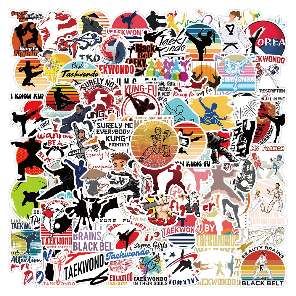 10/30/50/100pcs Kung Fu Cartoon Graffiti Sticker Creative Scrapbook Waterproof Luggage Phone Laptop Diy Decorative Sticker