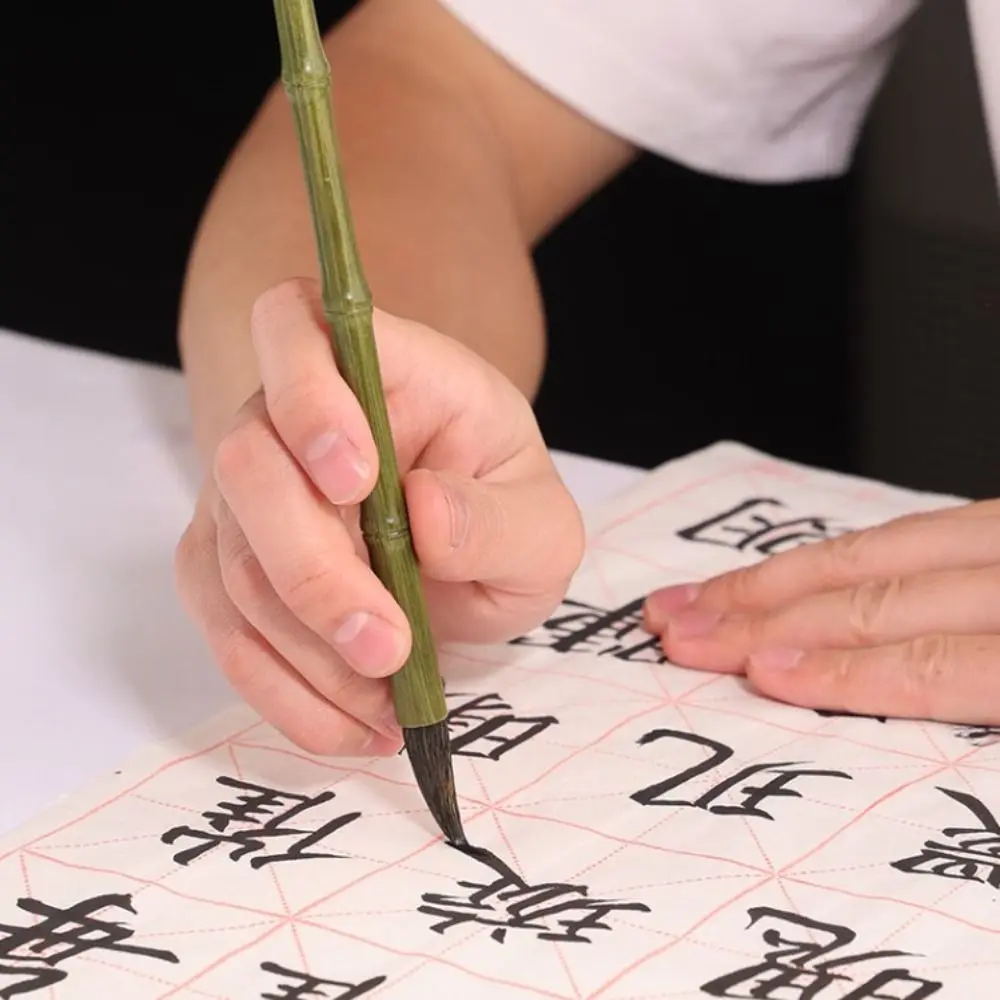 Pennello per Calligrafia Cinese ad Olio e Acquerello, Pennello per Scrittura su Legno, Pennello Artistico in Pelo di Lupo per Pratica - immagine 6