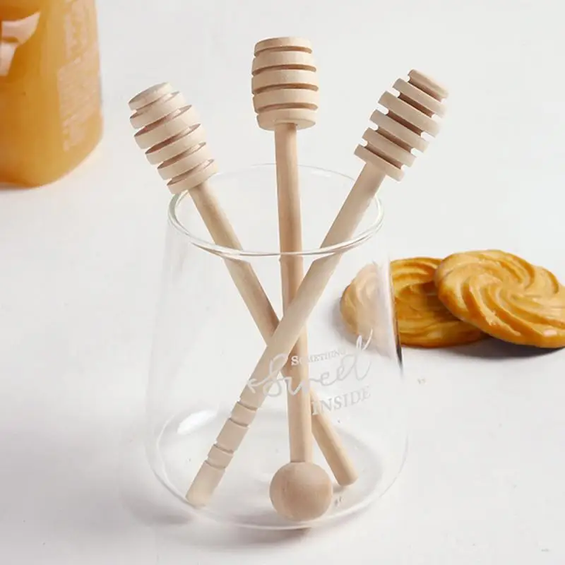 Mini Honey Spoon Eco-Friendly Long Handle Mixing Stick Dipper Honey Extractor Dessert Wooden Stirrer For Kitchen Supplies