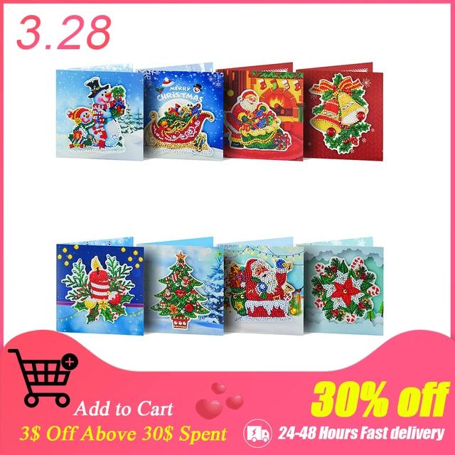 Diamond Painting Christmas Cards Card  5d Diamond Painting Xmas Greeting  Cards - Diamond Painting Cross Stitch - Aliexpress