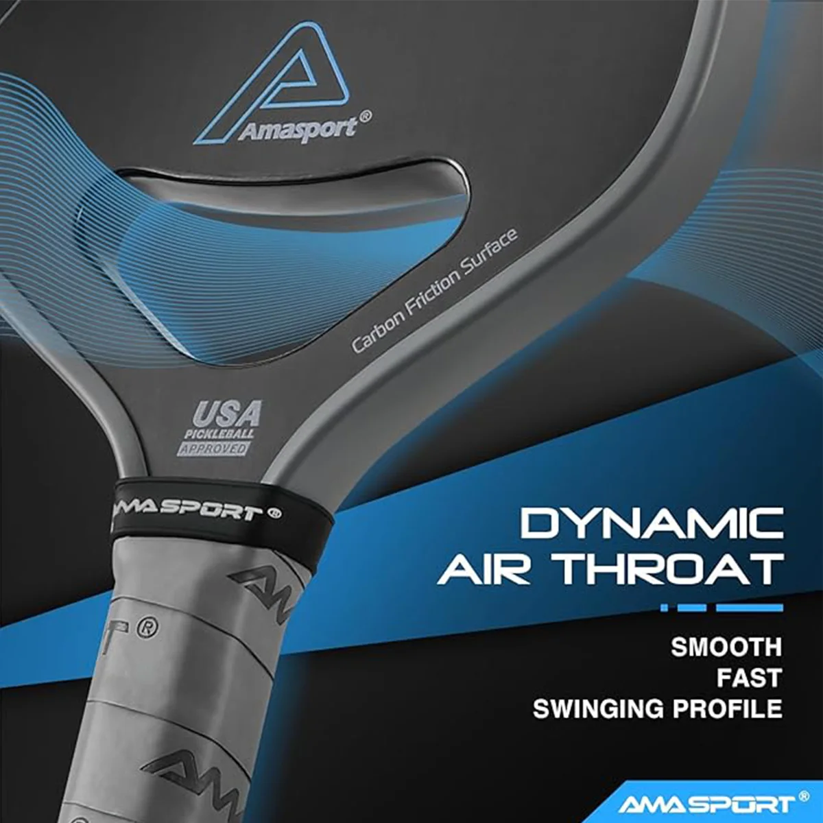 AMASPORT ピックルボール パドル 熱成形カーボンファイバー摩擦面 PP