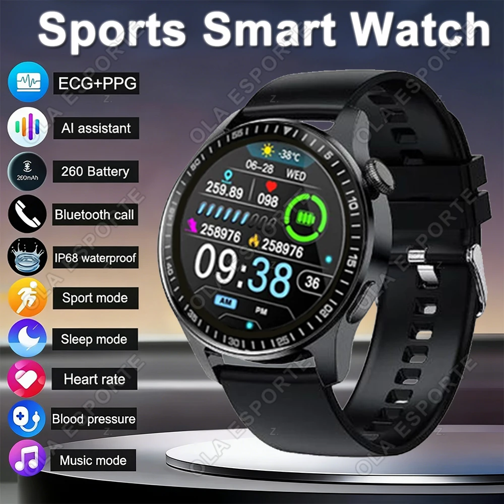 2026 New Smart Watch For Men 1.32 inch Round Screen Bluetooth Talk Heart Rate Monitor Music Playback Smartwatch For Android IOS 1
