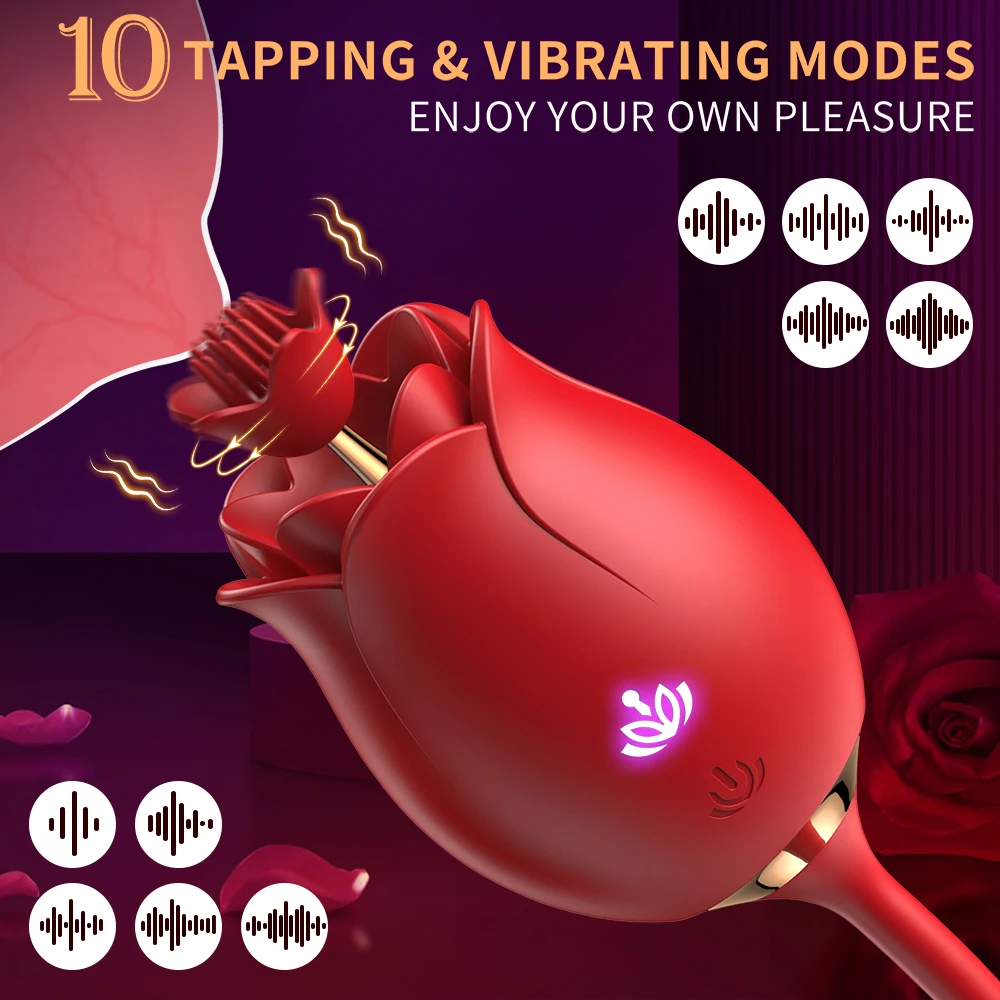 Rose Vibrator For Women Clitoris Stimulator 10 Modes Automatic Telescoping Vagina G Spot Masturbator Silicone Adult Sex Toys