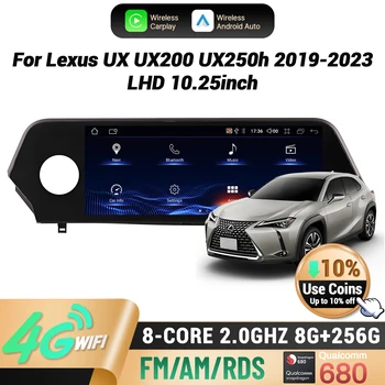 10,25 "con volante a la izquierda para Lexus UX UX200 UX250h 2019-2023 Radio de coche inalámbrico CarPlay Multimedia pantalla Snapdragon 680 1