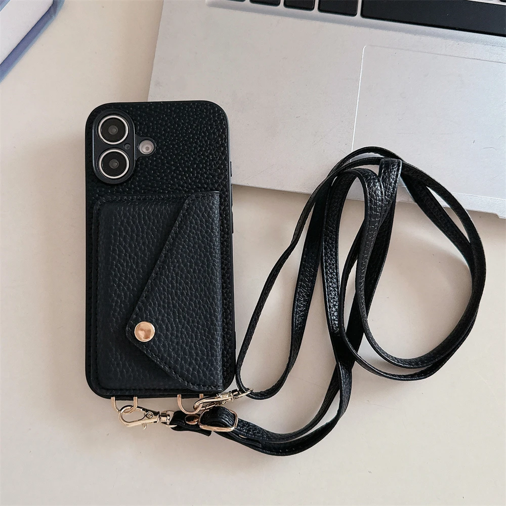 Custodia a portafoglio a tracolla per iphone con porta carte_voghion.com