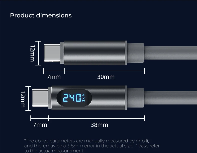 NNBILI 240W USB C To Type C Silicone Cable PD3.1 48V 5A Super Fast Charging Cable USB C For iPhone 17 Samsung S26 Huawei Macbook