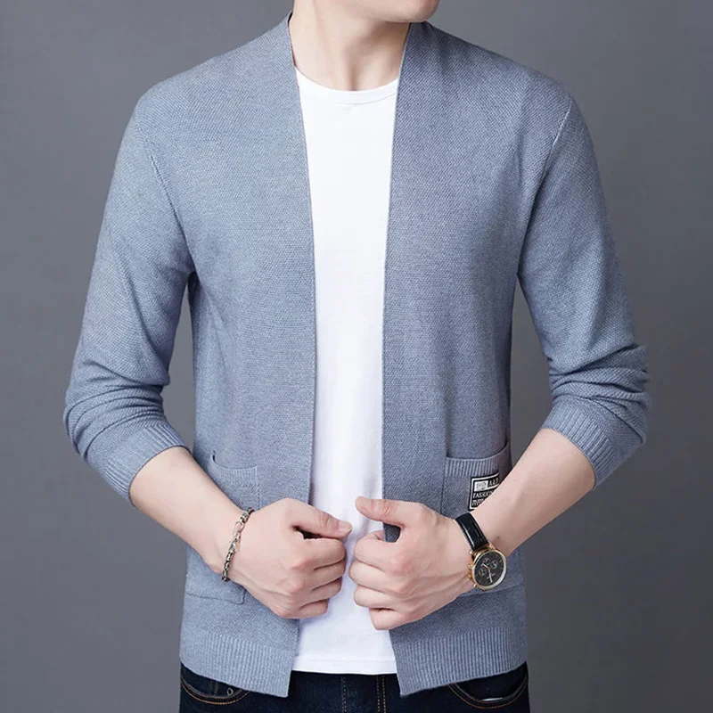 Fashion Loose Knitted  Pockets Casual Cardigan Sweaters Men's Clothing 2024 Autumn New Korean Tops All-match Coat