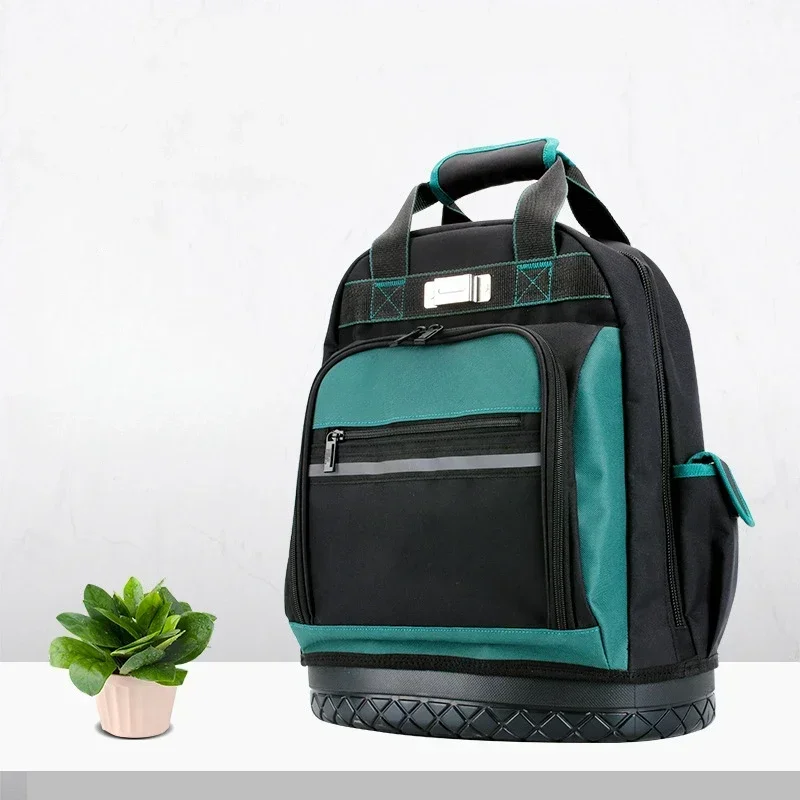 New High Quality Heavy Duty Canvas Tool Backpack Tool Bag Multi-pocket Plastic Bottom for Electrician Woodworker