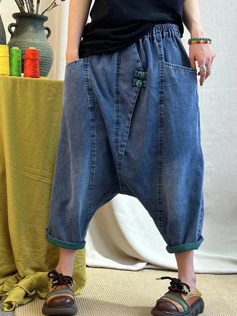 AmaxluluE 2025 été dames chinois lâche pantalon croisé femmes de luxe décontracté Harajuku jean dames classique Vintage Denim pantalon 5
