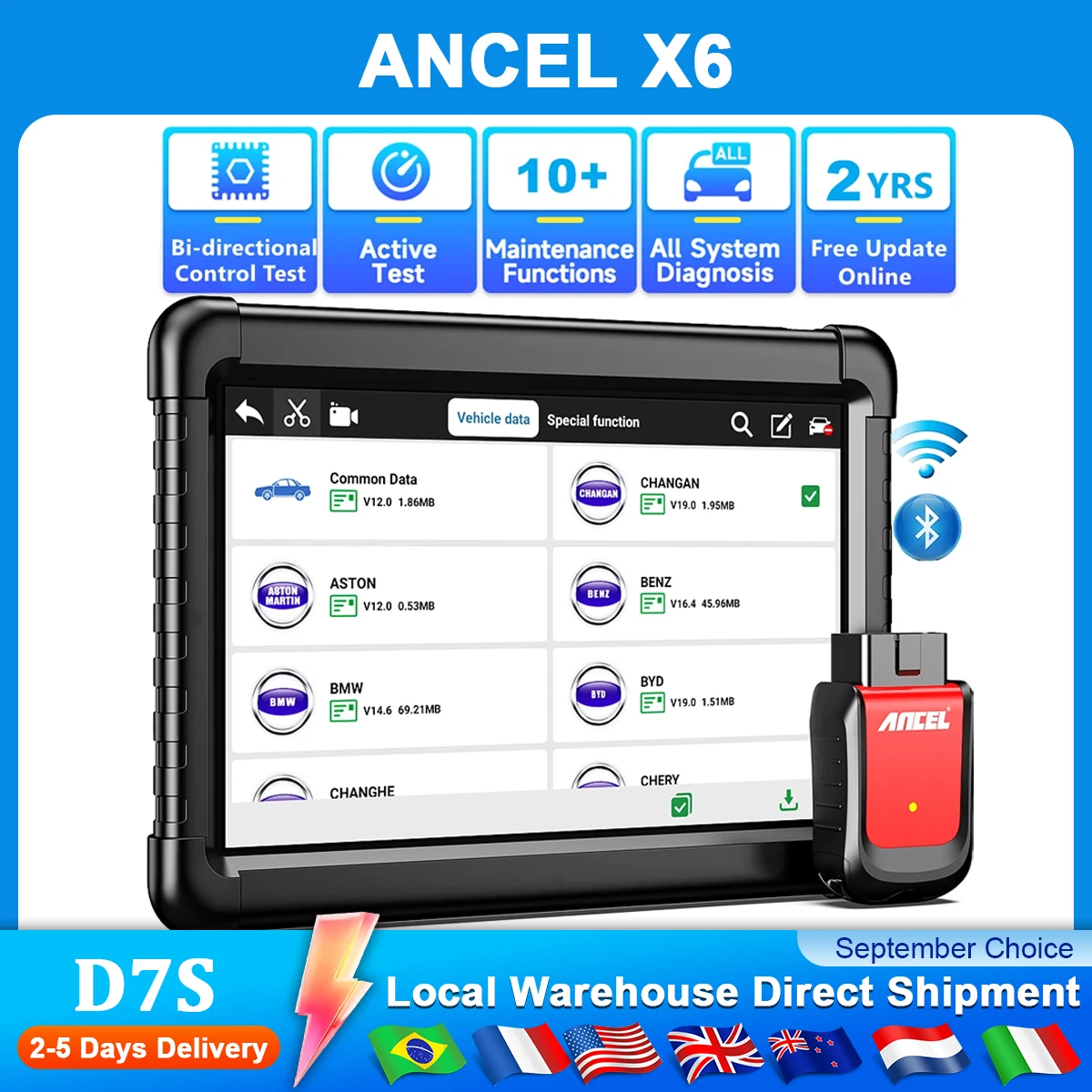 ANCEL X6 Auto Bidirectional All System OBD2 Scanner Diagnostic Tool Code Reader ABS Oil EPB DPF Reset Car Diagnostic Tool
