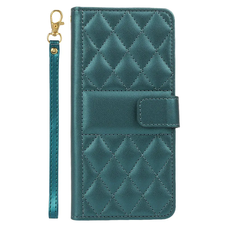 Checkered Wallet Magnetic Flip Card Slot & Photo Frame Leather Case
