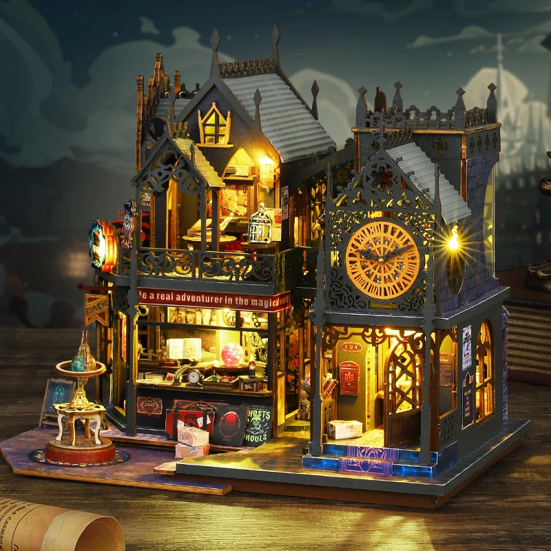 DIY Wooden Miniature Model Kit Flower Magic City Casa 3D Puzzle Dollhouse With Furniture Lights Home Decor for Friends Gifts 5