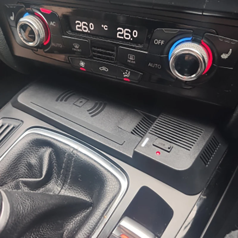 

15 Вт автомобильное беспроводное зарядное устройство QI, быстрое зарядное устройство, зарядное устройство для телефона, зарядная площадка для Audi Q5 SQ5 A4 B8 B9 A4 Allroad A5 S5 RS5