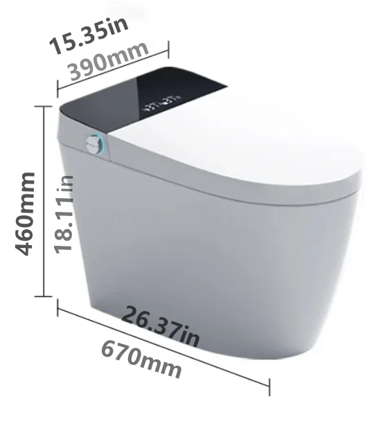 Smart Toilet with Bidet Built In, Automatic Intelligent WC, Heated Bidet Seat, Foot Sensor Operation, Auto Flush, Remote Control 6