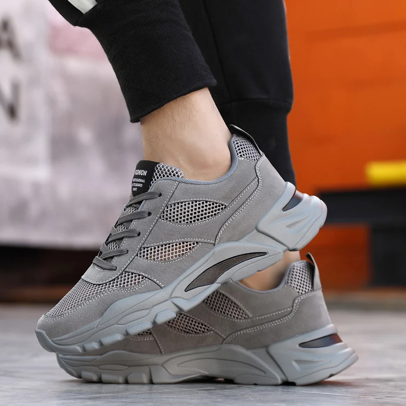 Men Running Shoes Summer Men Sneakers Outdoor Mesh Breathable Casual Shoes Non-slip Hollowed Out Platform Lace Up Size 39-45