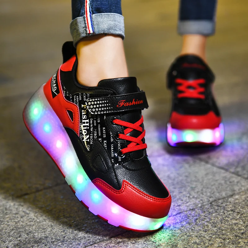 Roller Skates Shoes For Children Boots 2022 Boys Fashion Casual Sports Games Kids 2 Wheels Footwear Girls Lighted LED Sneakers