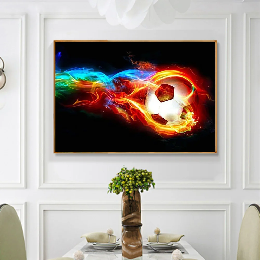 Huacan Diamond Painting New Collection Fantasy Football 5d Diy Embroidery Mosaic Fire Sports Square/round Home Decor