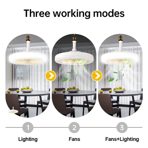 E27 LED 천장 팬 라이트 3 단 냉각 팬 원격 팬 라이트 30W 조도 조절 가능한 천장 팬 라이트, 전기 팬 인공 호흡기 라이트 4