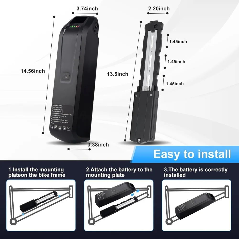 36V 48V 52V Hailong Ebike Battery with Charger Full Capacity 10Ah 15Ah 20Ah Powerful 18650 Lithium Battery Pack Free Shipping