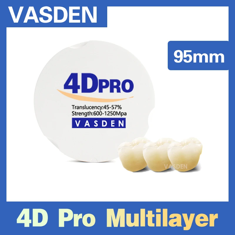 

4D PRO 95mm A1 A2 A3 Colors Zirkonzahn M5 Multilayer Zirconia Blocks Cad Cam Zircon Milling Blank Dental Ceramic Zirconium Disc