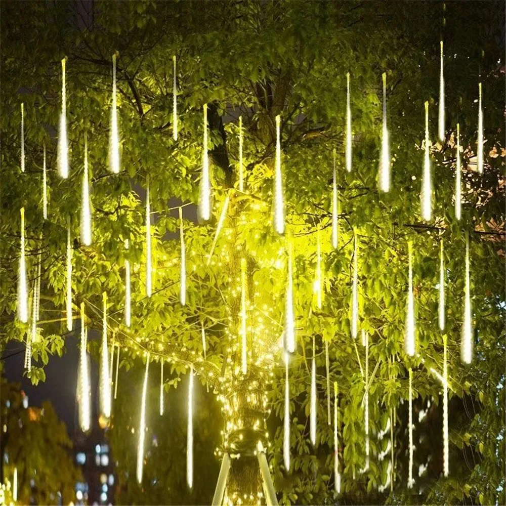 Description Picture 3 of item4/3/2/1Set EU/US LED Christmas Curtain Light Icicle String Lights Water Lamp Wedding Room Decor Garland Garden Outdoor Decor