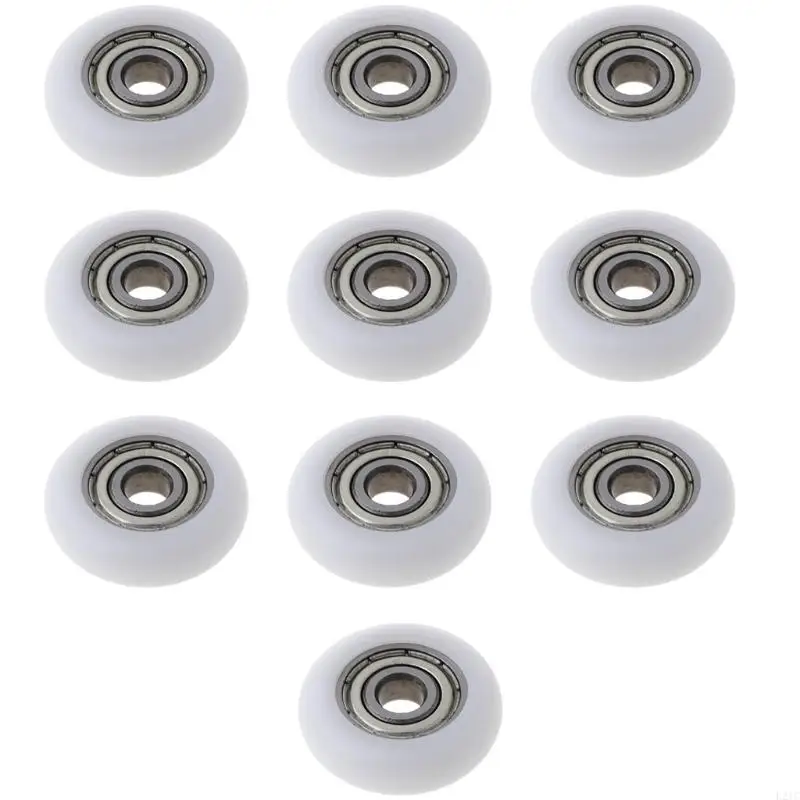 New 10 Pcs 5x23x7.3mm Nylon Plastic Carbon Steel Bearings Pulley Embedded Gro