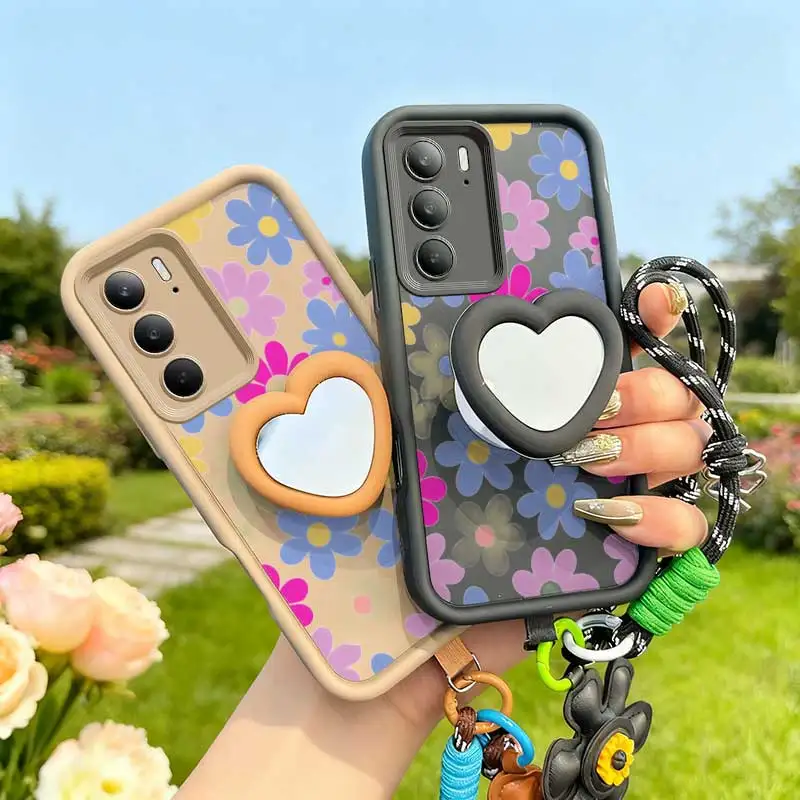Cartoon Flower Phone Case Set with Lanyard and Craft Embellishments – 3 Piece Set