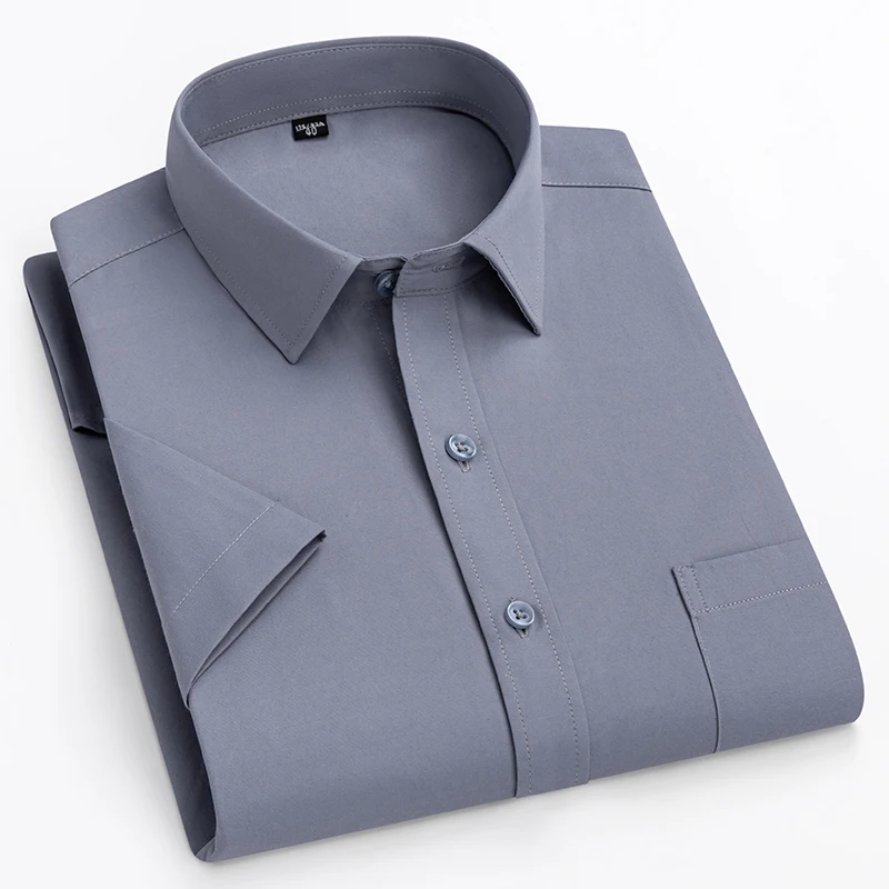 Men Short Sleeve Shirt Summer Casual Oversize Plus Size 7XL 8XL 10XL 11XL Fashion Basic Solid Twill Business White Dress Shirts 5