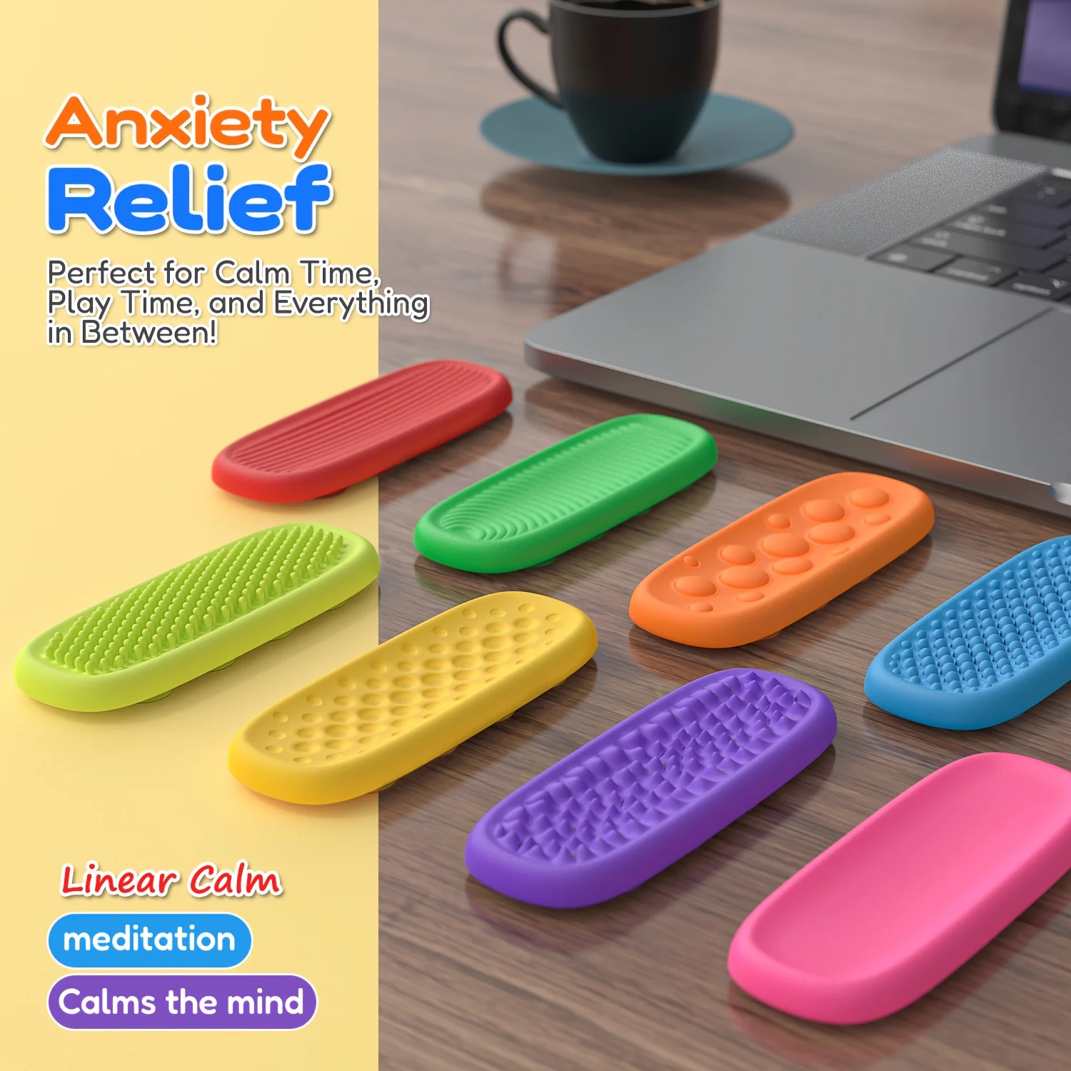 Soft-textured Silicone Sensory Strips Adult Relax Toys Quiet Calming Toys for Autistic and Hyperactive Teenagers