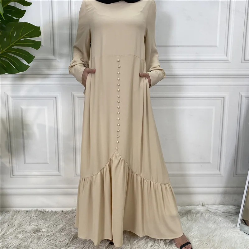 

The New Muslim Women's Dress Is Fashionable, Loose, Solid Color, Splicing and Swinging Abayas for Women.
