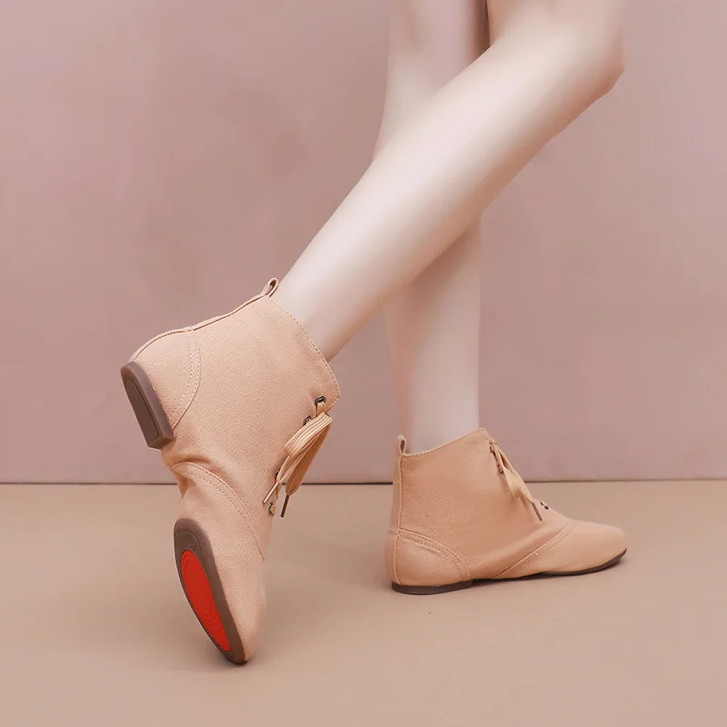 Women's Dance Shoes Practice Dance Sneakers Jazz High-top Adult Children's Ballet Shoes Canvas Jazz Boots Soft-soled dance shoes