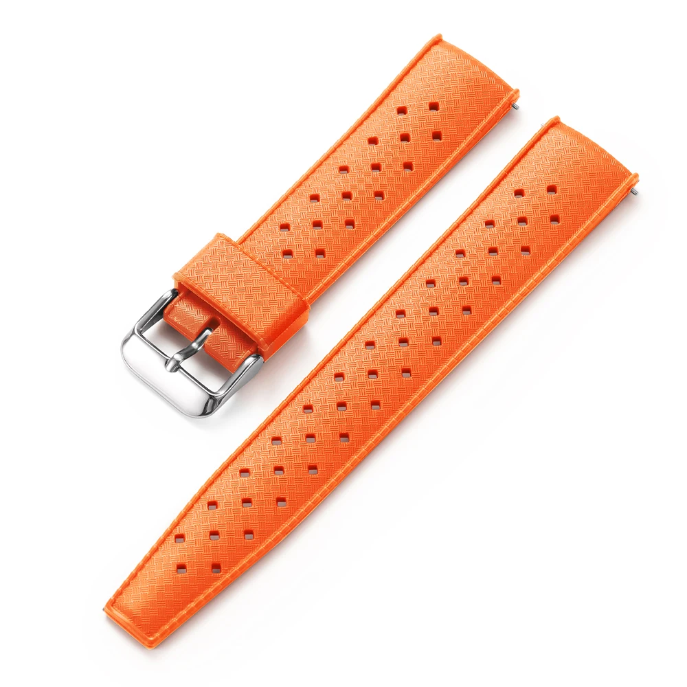 Waterproof Breathable Soft Tropical Silicone Sport Watch Band with Quick Release Mechanism