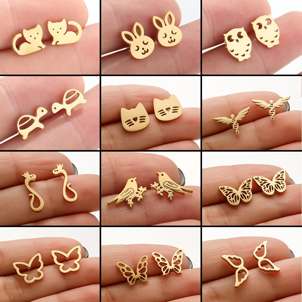 5 paare/los Edelstahl Ohr Piercing Ohrringe Vogel Mode Ohr stecker für Frauen Schmuck Party Trend Mädchen tägliche Geschenke