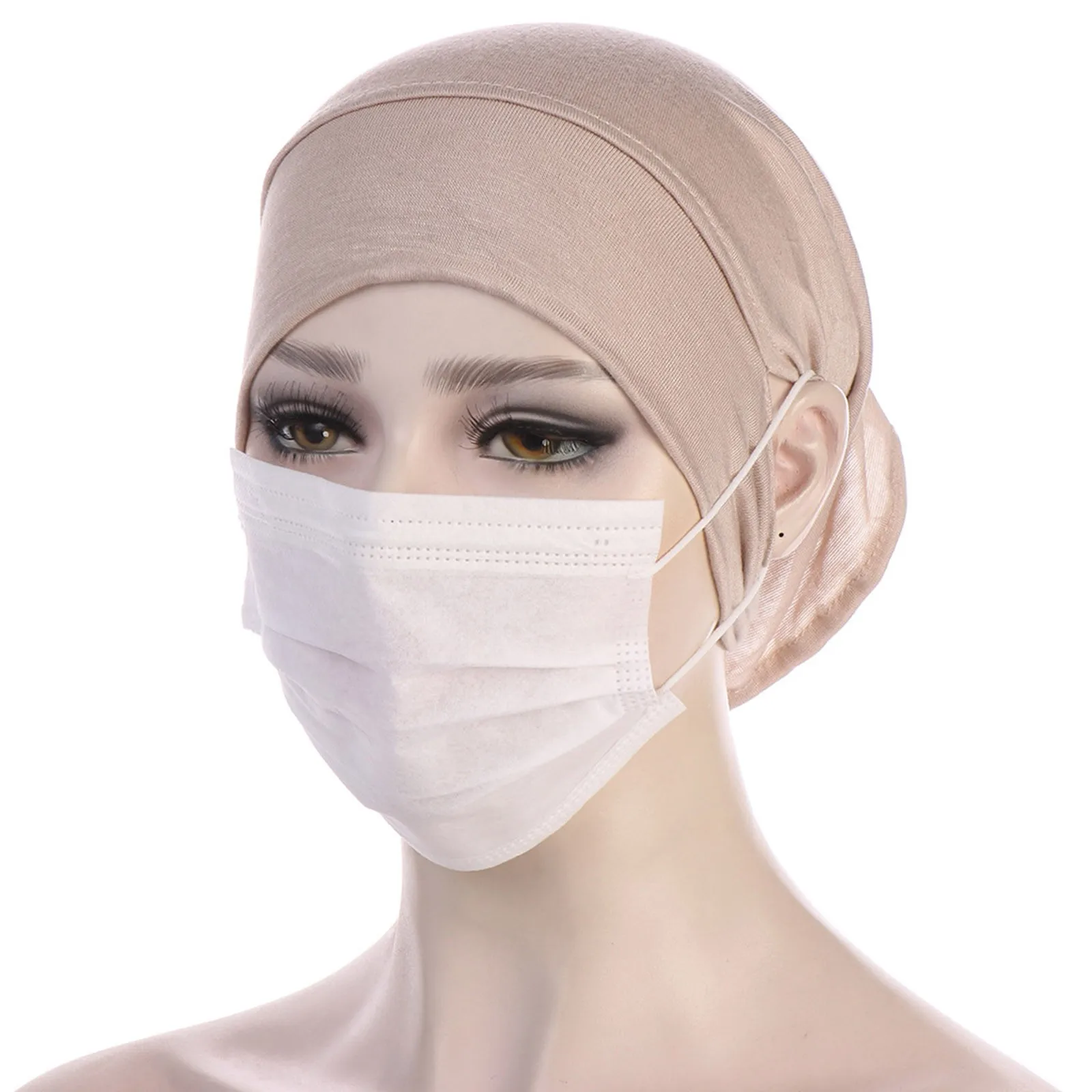 Muslim Hijab Undercap With Ear Hole Underscarf Inner Cap Hijabs Bonnet Caps Turban Under Cap With Ear Cut Outs For Plane Hat
