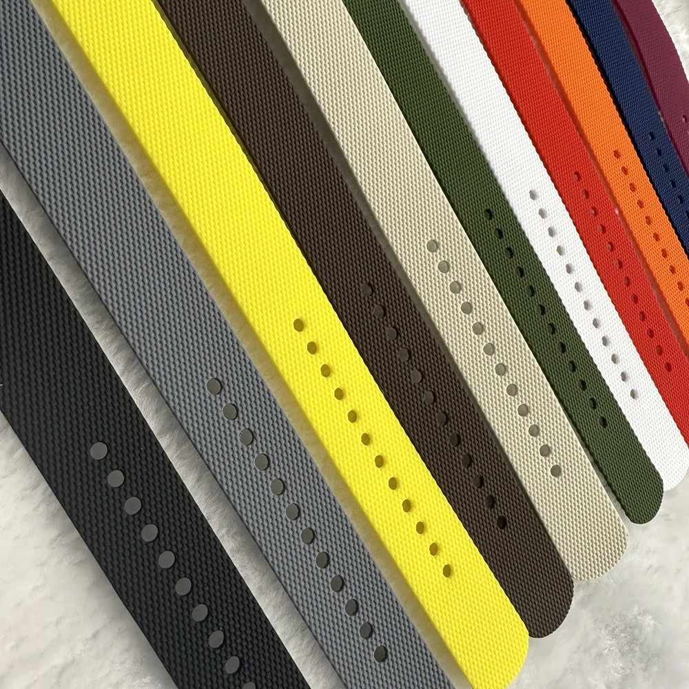 Premium Waterproof Silicone Rubber Watch Strap - Elastic Woven Pattern in Vibrant Colors
