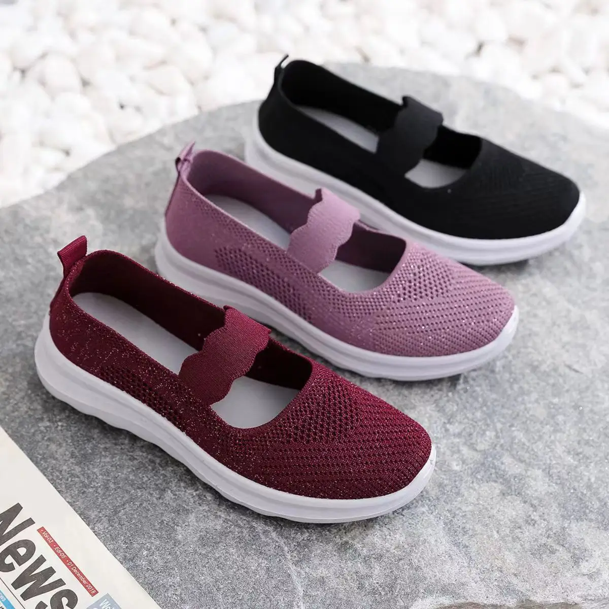

Модные женские спортивные туфли Zapatillas, обувь для танцев на плоской подошве, летние балетные сандалии, сетчатые удобные повседневные женские туфли для пожилых