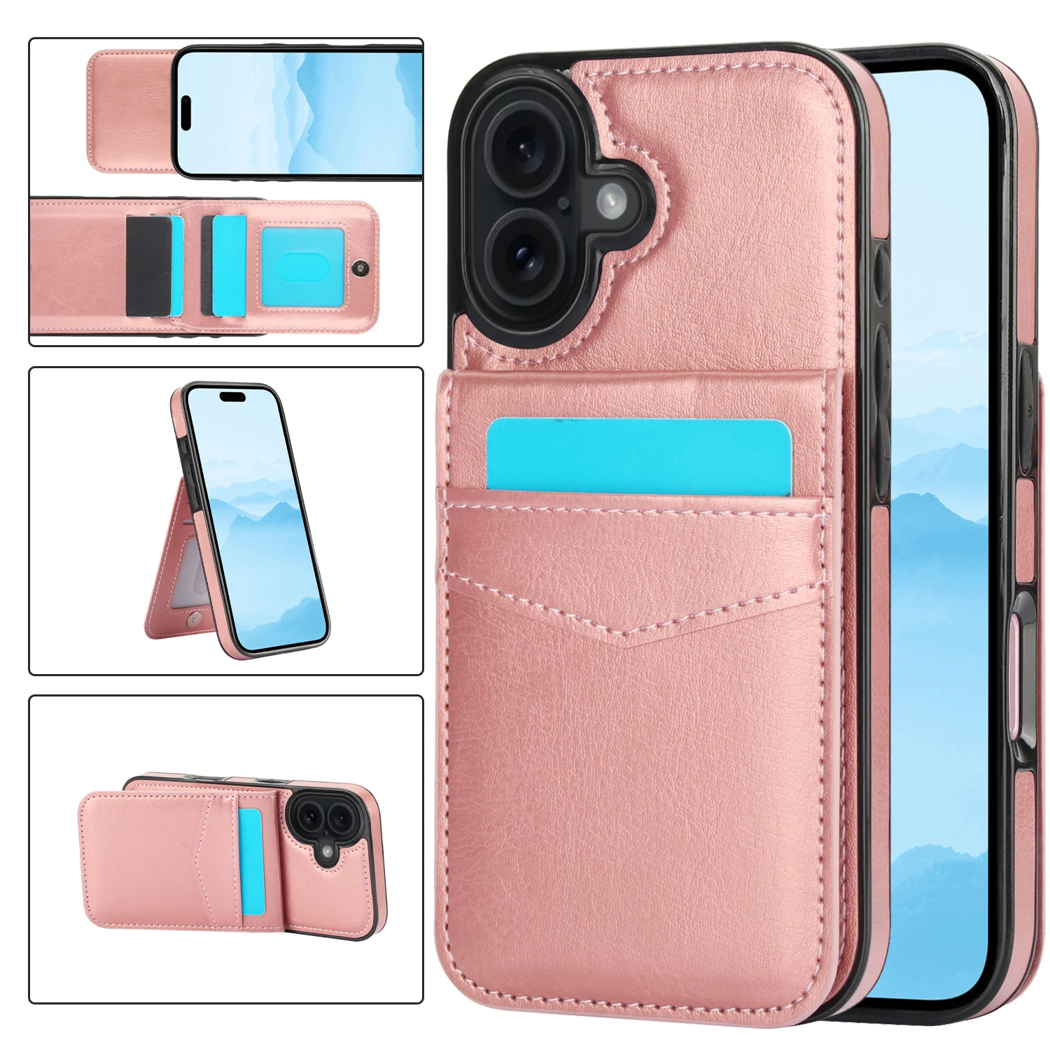 Elegant Leather Phone Case with Card Holder and Stand Feature - Protective Cover