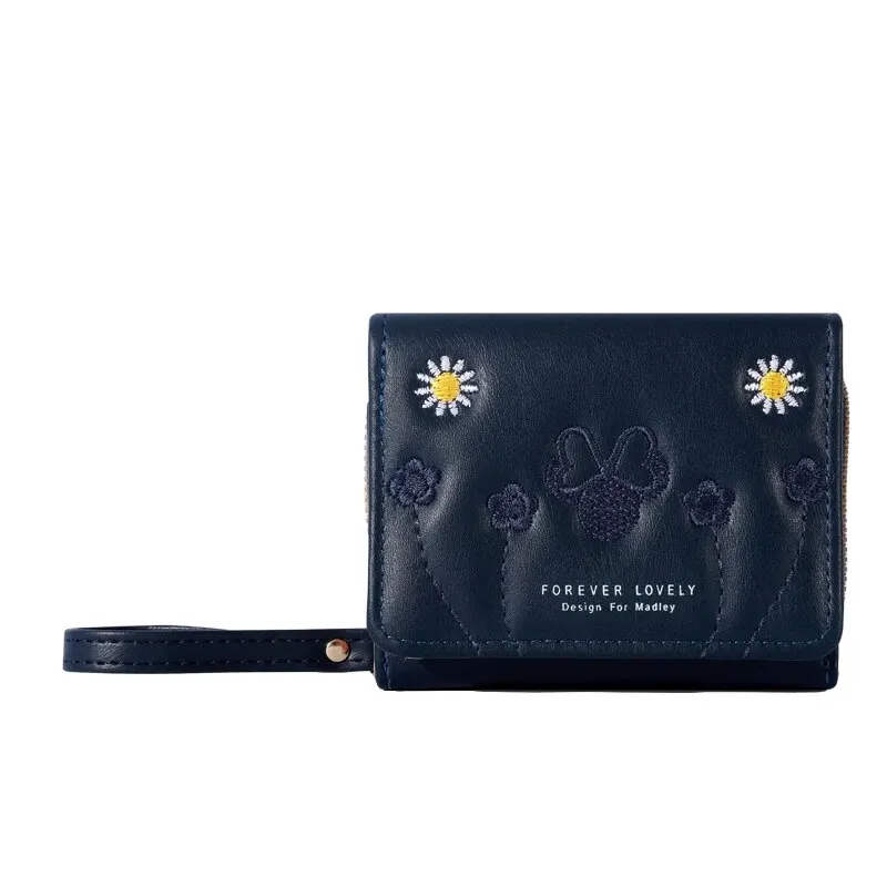 Men's Fashion Embroidered Love Trifold Wallet with Multi Card Slots