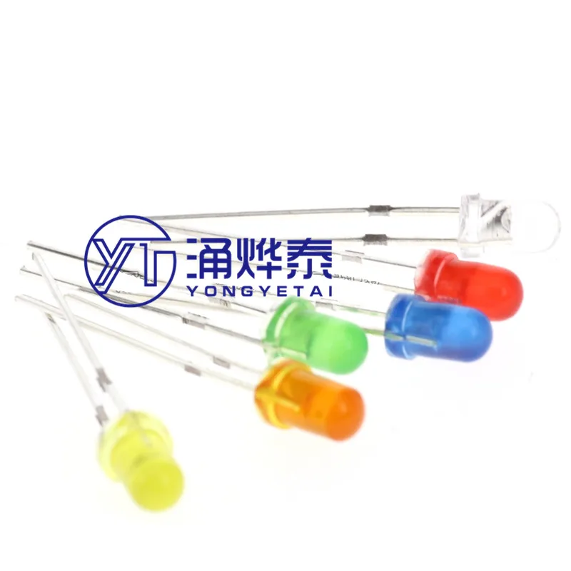 YYT 100PCS 3mm LED Diode 3 mm Assorted Kit White Green Red Blue Yellow Orange Pink Purple white Fog DIY Light Emitting Diodes 1000pcs f3 3mm diffused white red green blue yellow warm white diode led light emitting diode f3 3mm led round diodes lamp bulb