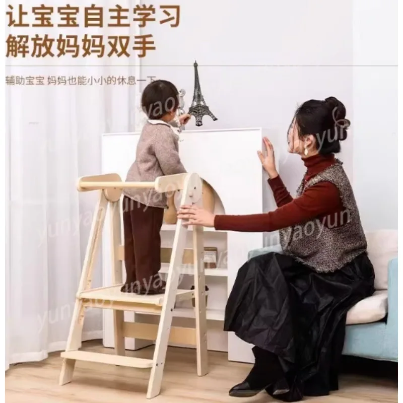 접이식 자작나무 다층 발판, 주방 및 용 미끄럼 방지 손잡이