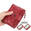 Fashion Leather Wallets for Women Plaid Short Zipper Coin Purse Gold Flower Womens Wallet Pink Card Holder Small Wallet for Girl 4