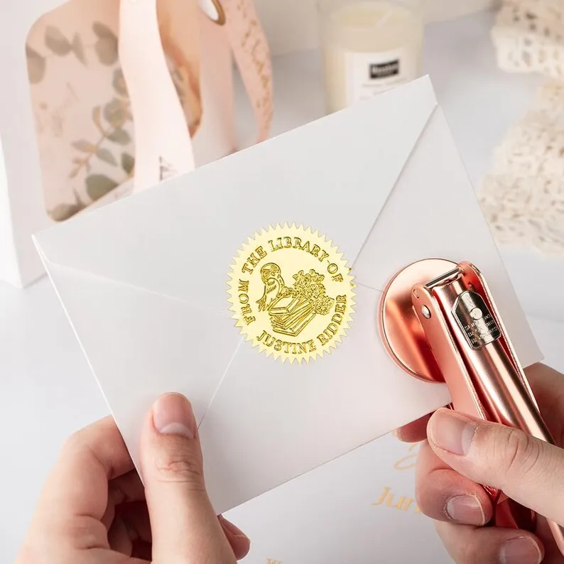 Custom Embosser Stamp LOGO DIY Personalized Book Embosser Seals for Letter Head Wedding Envelope Graduation Christmas Decoration