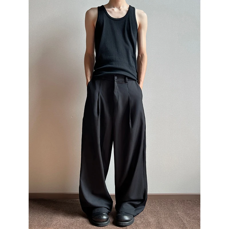 Grey Black Suit Pants Men Oversized Fashion Society Mens Dress Pants Korean Loose Wide Leg Pants Mens Office Formal Trousers 3