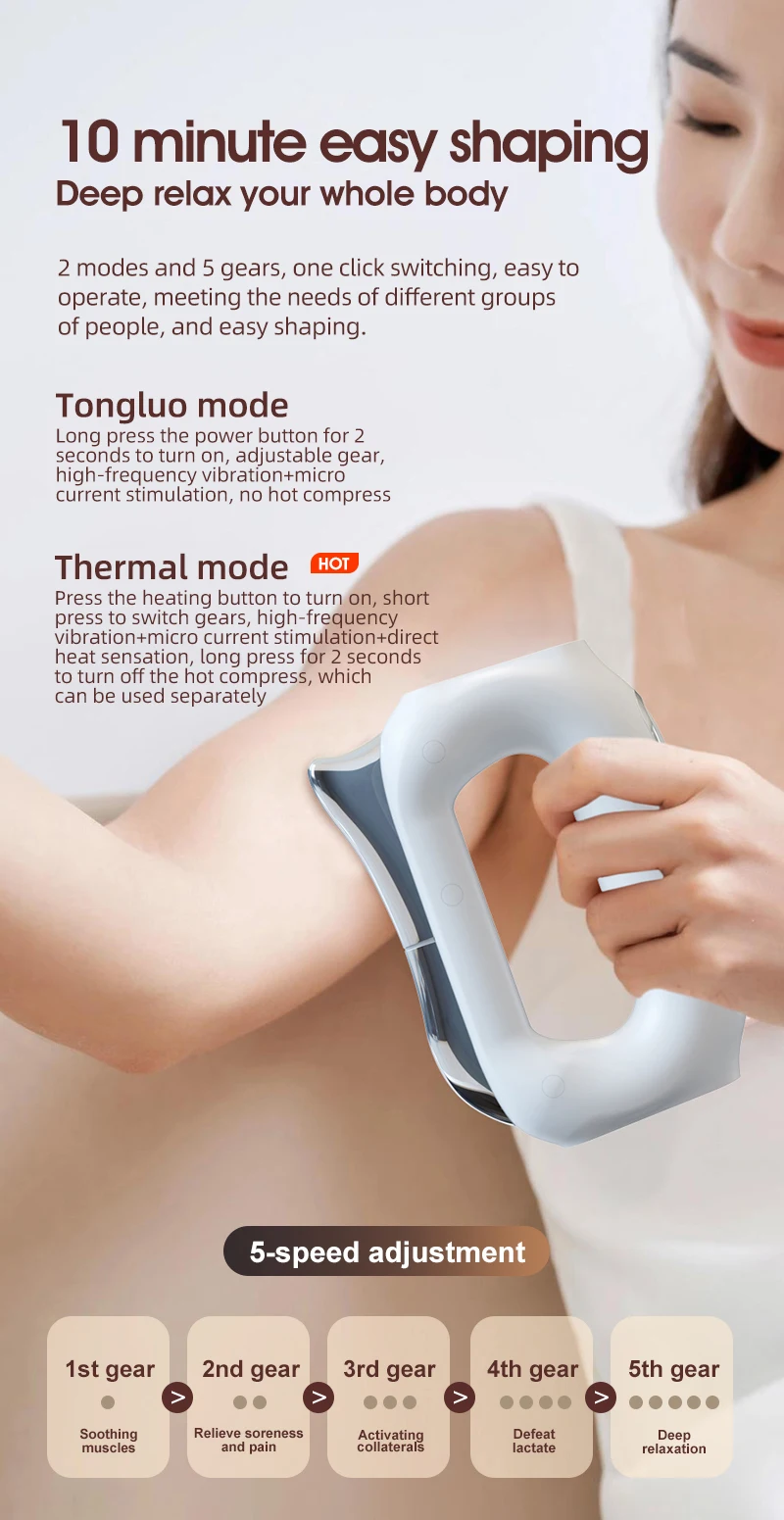 Electric Heating Fascia Massager Body Scraping Microcurrent Vibration Muscle Relaxation Body Lifting Guasha Massage Knife