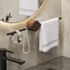 Walnut Towel Rack Perforation-free Bathroom Bar Hanging Bathroom Towel Rack Hanging Rod Single Rod Storage Rack Hand Towel Bar 2