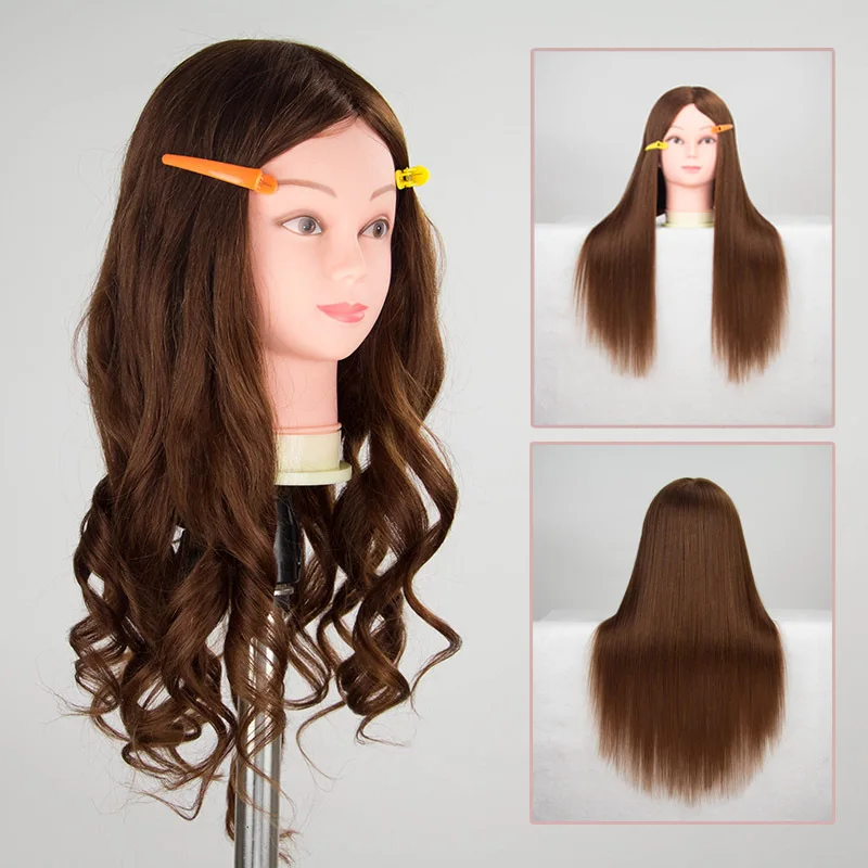 

60cm long 3Color thick hairs practice Training Head Hairdressing Styling Synthesis Training Mannequin Doll Head Heat Resistant