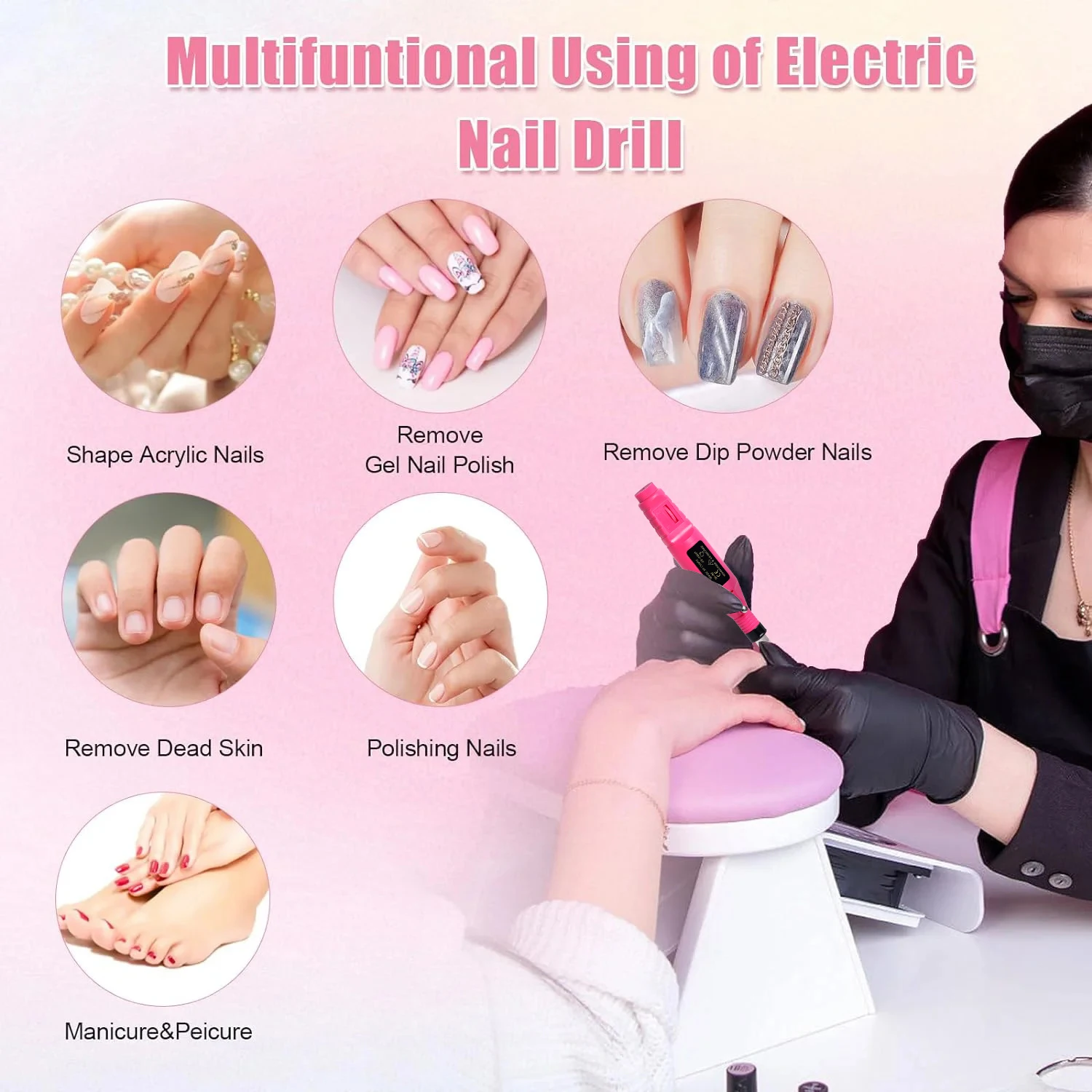 Nail Sander Set Electric Nail Drill Machine Grinding Equipment Milling Cutter For Manicure Pedicure Strong Polishing Tools
