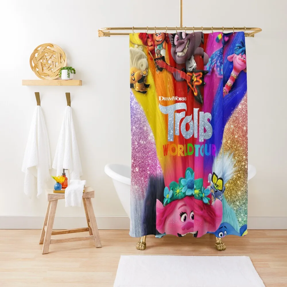 

Trolls World Tour Shower Curtain Waterproof Shower And Anti-Mold Cute Shower Bathroom Deco Curtain
