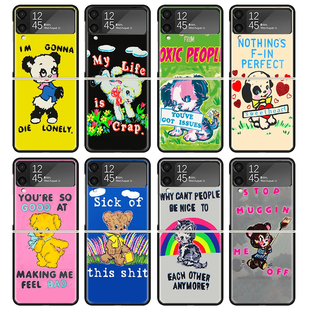 Regali Sheep Art Dog My Life Is Crap Case Per Samsung Galaxy Z Flip 4 5 3 Z Flip5 Flip4 5G Hard Phone Cover Flip3 Split Pieghevole B